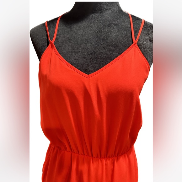 Red-Orange Banana Republic Double Strap Dress w/ Pockets.  Size 4 - Picture 2 of 7